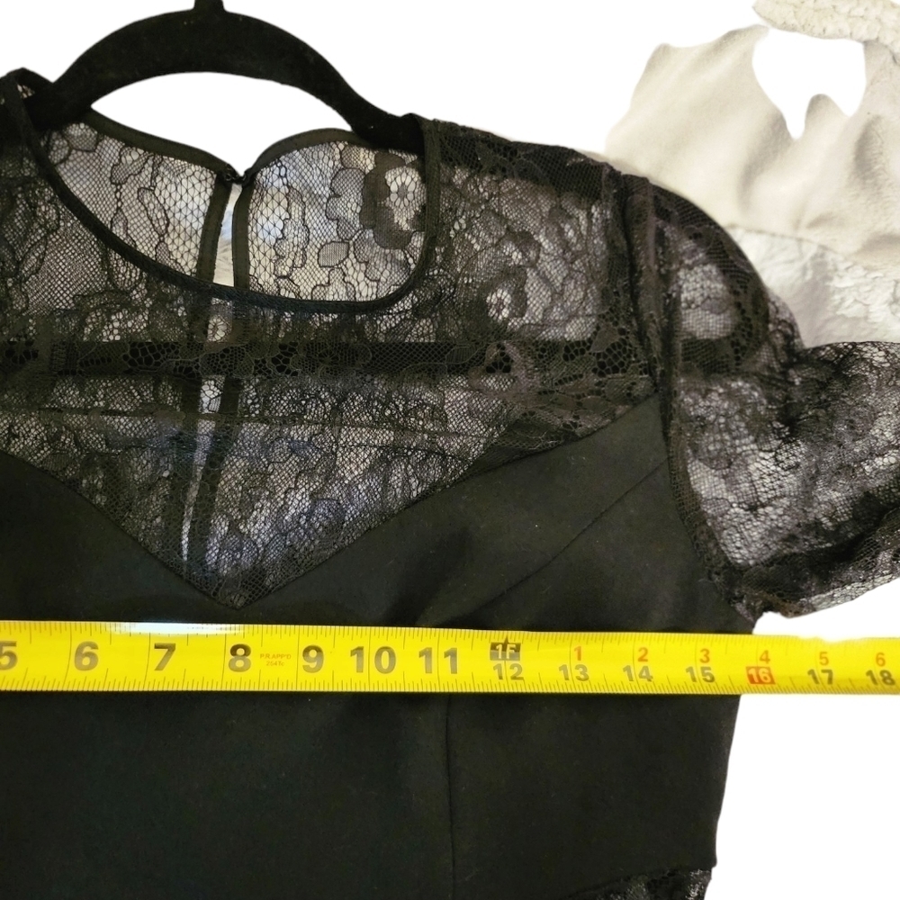 Aidan Mattox Maxi Long Sleeves Lace Bodice Evening Dress w/Slit Size 4 Black NWT - Picture 8 of 16